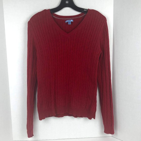 Izod Sweaters - IZOD Red Cableknit V-neck Sweater